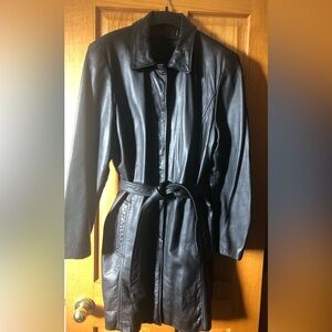 Women's Black Leather Coat